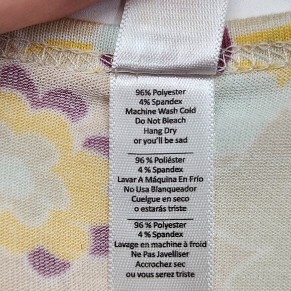 NWT LuLaRoe Buttermilk Floral Oversized Perfect T Swing Top Women's XXS - Picture 5 of 8